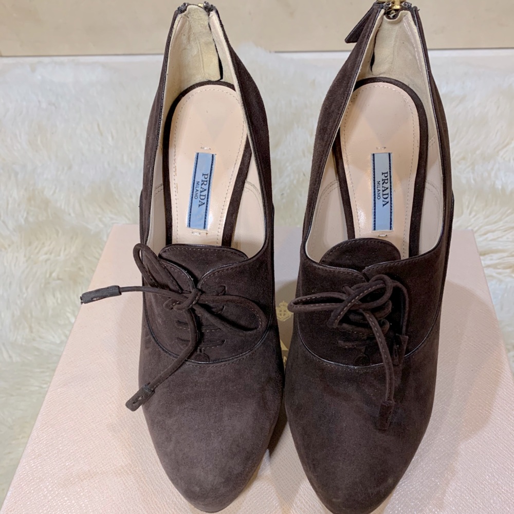 PRADA Suede Ankle Platform Booties